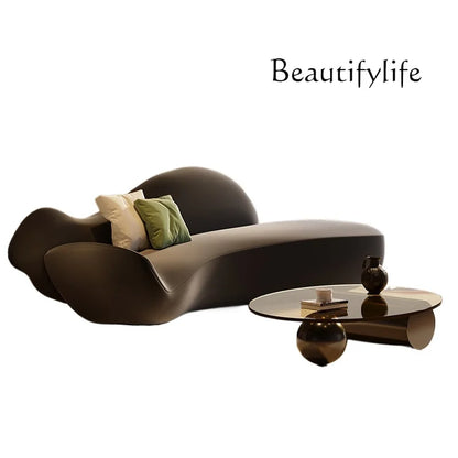 Beauty salon sofa light luxury high sense curved rest area reception special-shaped living room small apartment