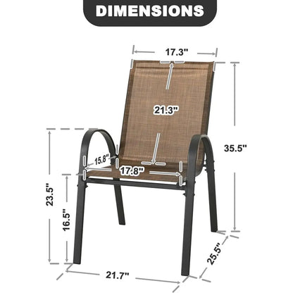 4 Patio Dining Chairs Outdoor Stackable Chairs with High Back All Weather Textilene Seats Metal Frame Breathable Garden Chairs f