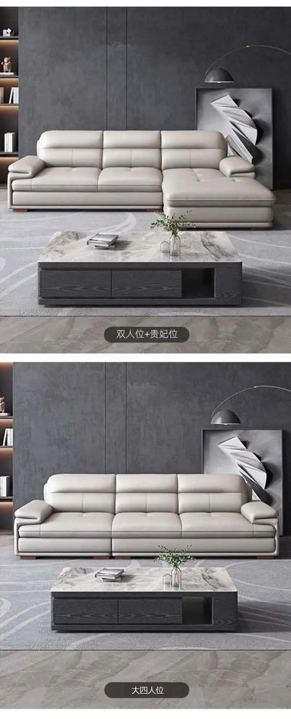 Italian leather sofa modern simple living room left and right concubine small apartment Nordic leather sofa combination
