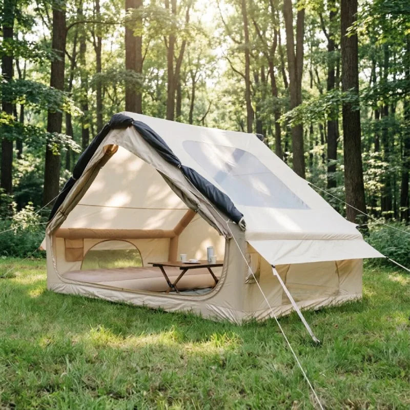 6.3+6 Square Meters Camping Tent with Canopy Electric Air Tent Camping Equipment Inflatable Tent Sun Protection Seaside Beach