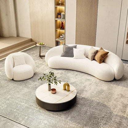mHot Sales Modern Couch Simple Sofa Minimalist Special Shaped White Velvet Light Luxury Living Room Sofa Furniture l