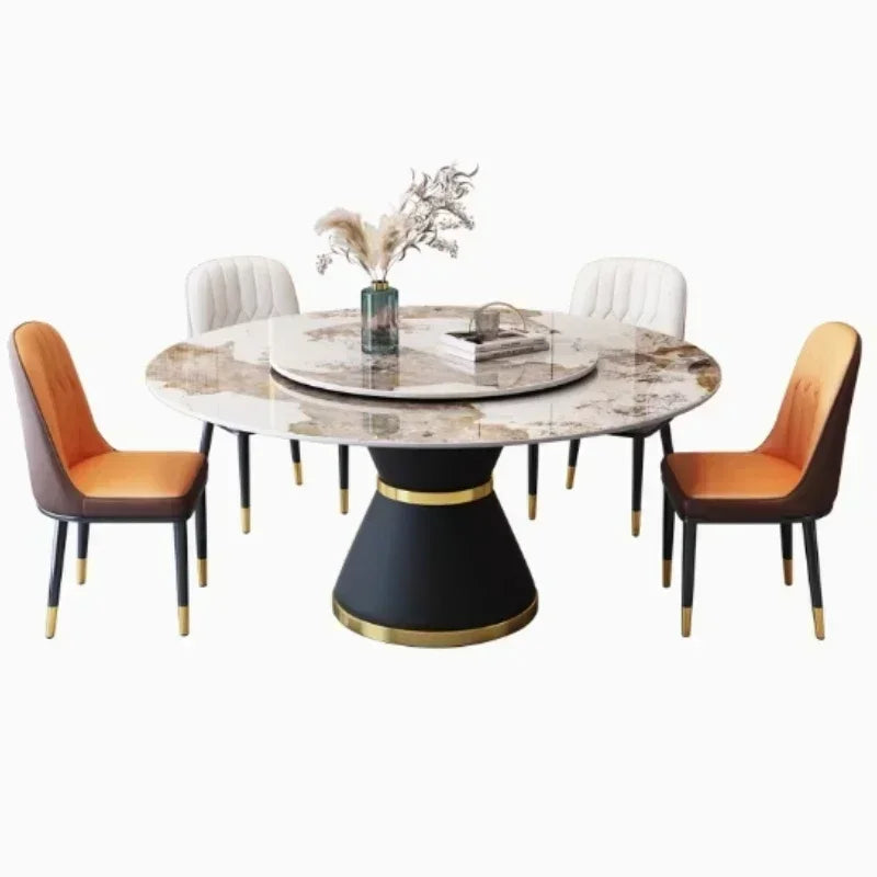 Round Sliding Table Luxury Table Stainless Steel Kitchen Islands Transparent Mesa Comedor Garden Furniture Sliding Dining Wash