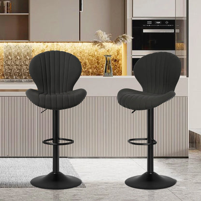 Chaise de bar 2 pièces, 360 °   Rotation, hauteur réglable, cuir artificiel rembourré avec dossier, adapté à la salle à manger