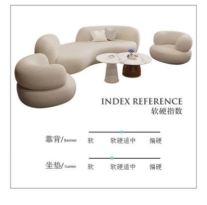 Nordic Simple Fabric Curved Living Room Sofas for Home Furniture Modern Luxury Lambswool Sofa Clothing Store Creative Sofa w