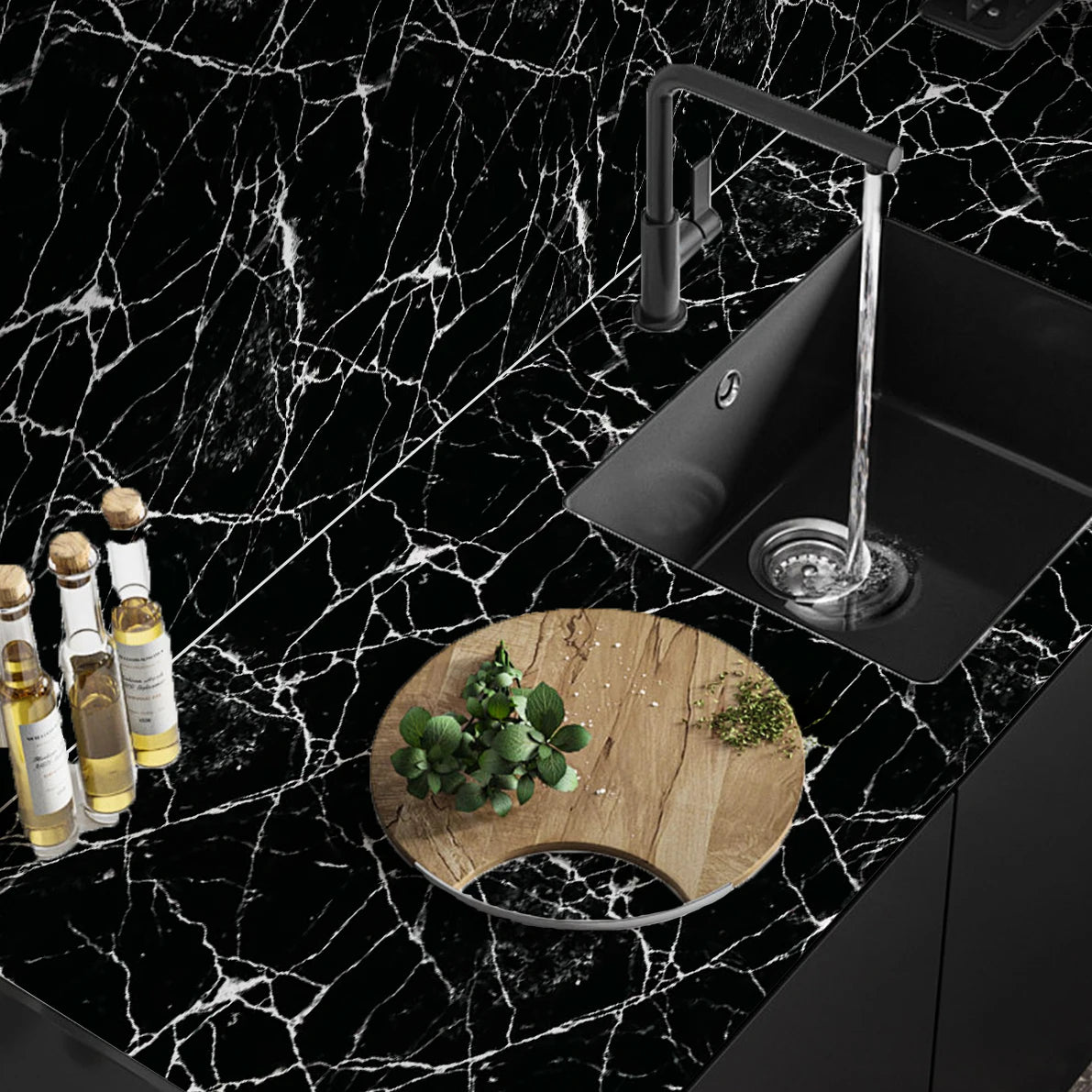 1 roll of marble self-adhesive wallpaper PET waterproof, flame-retardant, oil proof sticker background wall decorative wallpaper