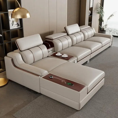 Interior Leather Design Living Room Sofa Storage Quality Comfortable Romantic Soft Leisure Multifunctional Sillon Cama Furniture