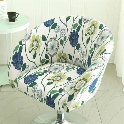 Elastic Bar Low Back Chair Cover Semi-Circular Print Elastic Living Room Bedroom Restaurant Hotel Dining Dustproof Chair Cover