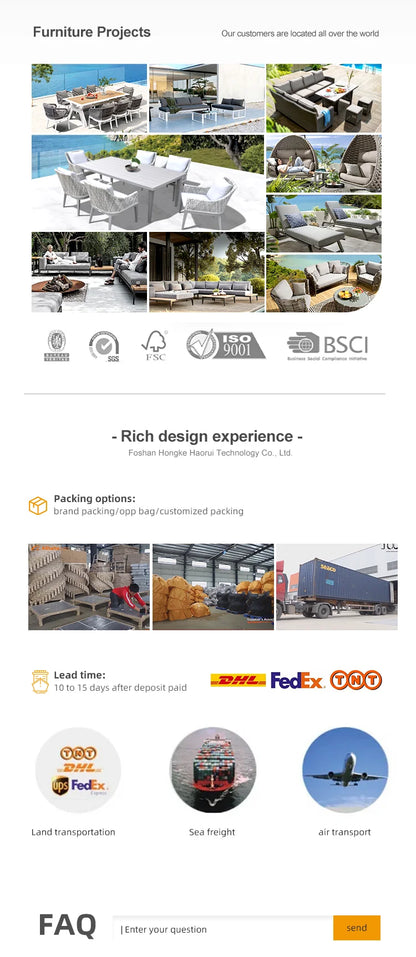 Waterproof Patio Sofa Set PE Wicker Rattan Sectional Outdoor Furniture Handmade Aluminum Contemporary Garden Rattan Sofa Set