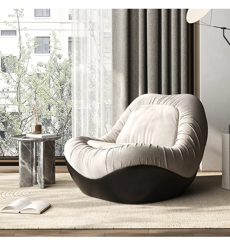 A076 Designer Simple Lazy Sofa Nordic Modern Light Luxury Villa Arc Leisure Chair Single Sofa Flannel