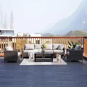 Outdoor Furniture, Patio Wicker Sectional Sofa Modular Furniture Set Single Sofa with Thick Cushions for Deck Porch Poolside Ga