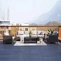 Outdoor Furniture, Patio Wicker Sectional Sofa Modular Furniture Set Single Sofa with Thick Cushions for Deck Porch Poolside Ga