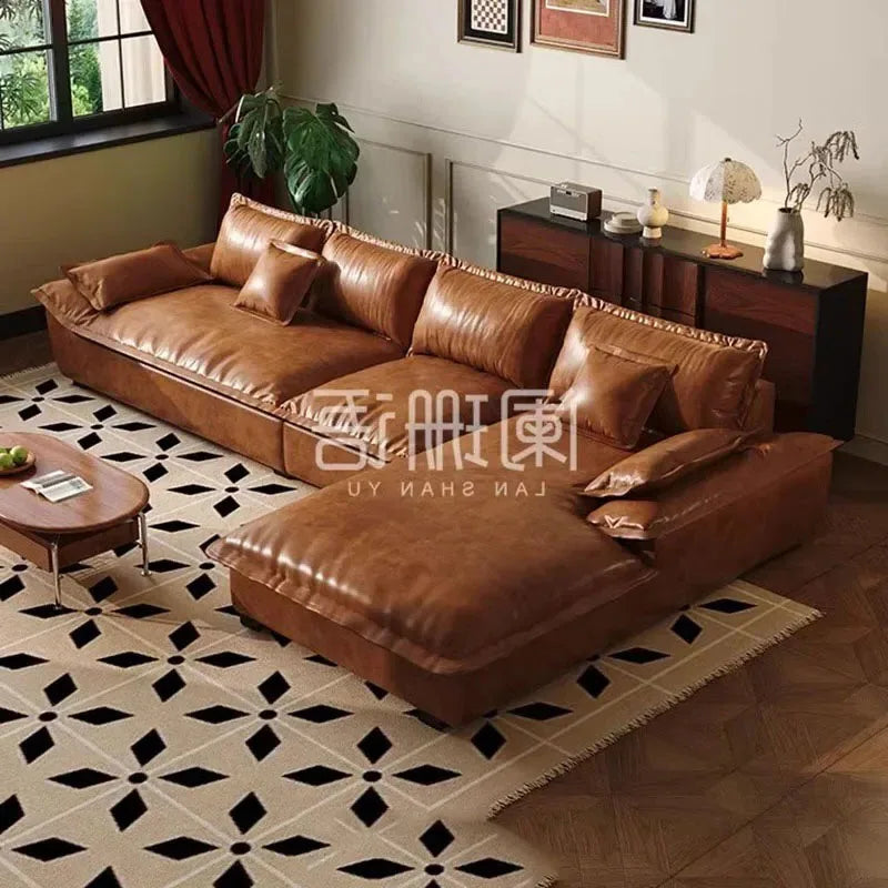 Large Size Leather Living Room Sofas Love Seat Nordic Modern Minimalist Living Room Sofas Relaxing Sillon Cama Trendy Furniture