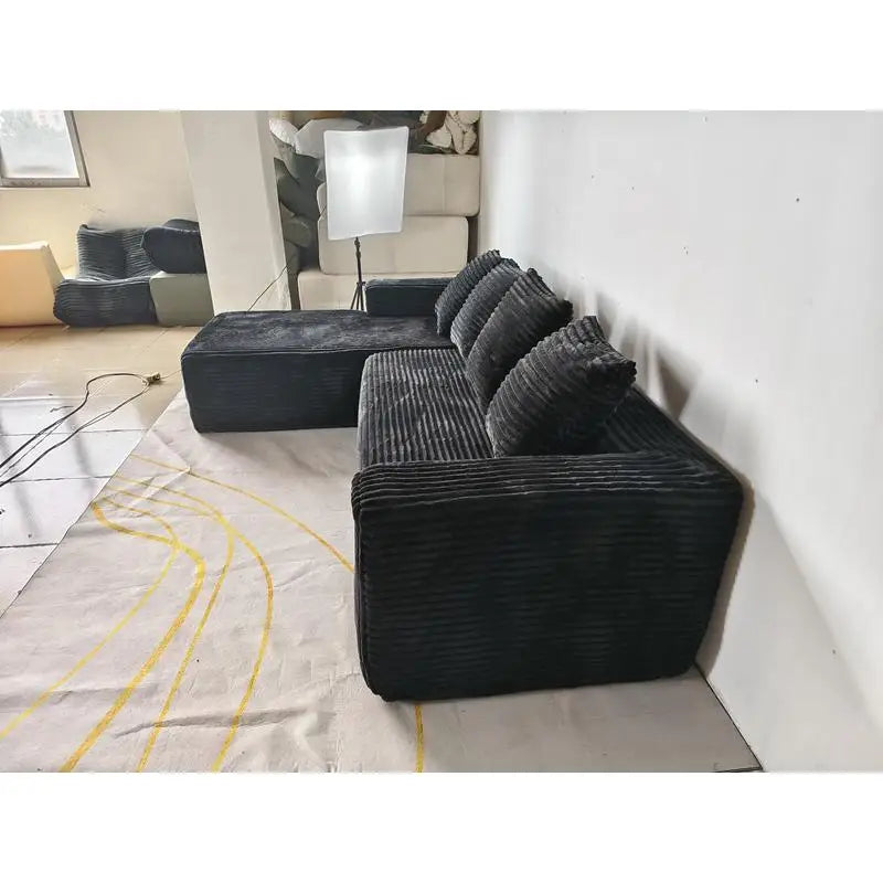 Modern L-Shaped Cloud Sectional Sofa with Right Chaise, Deep Seat Upholstered Couch for Living Room or Bedroom, No Assembly