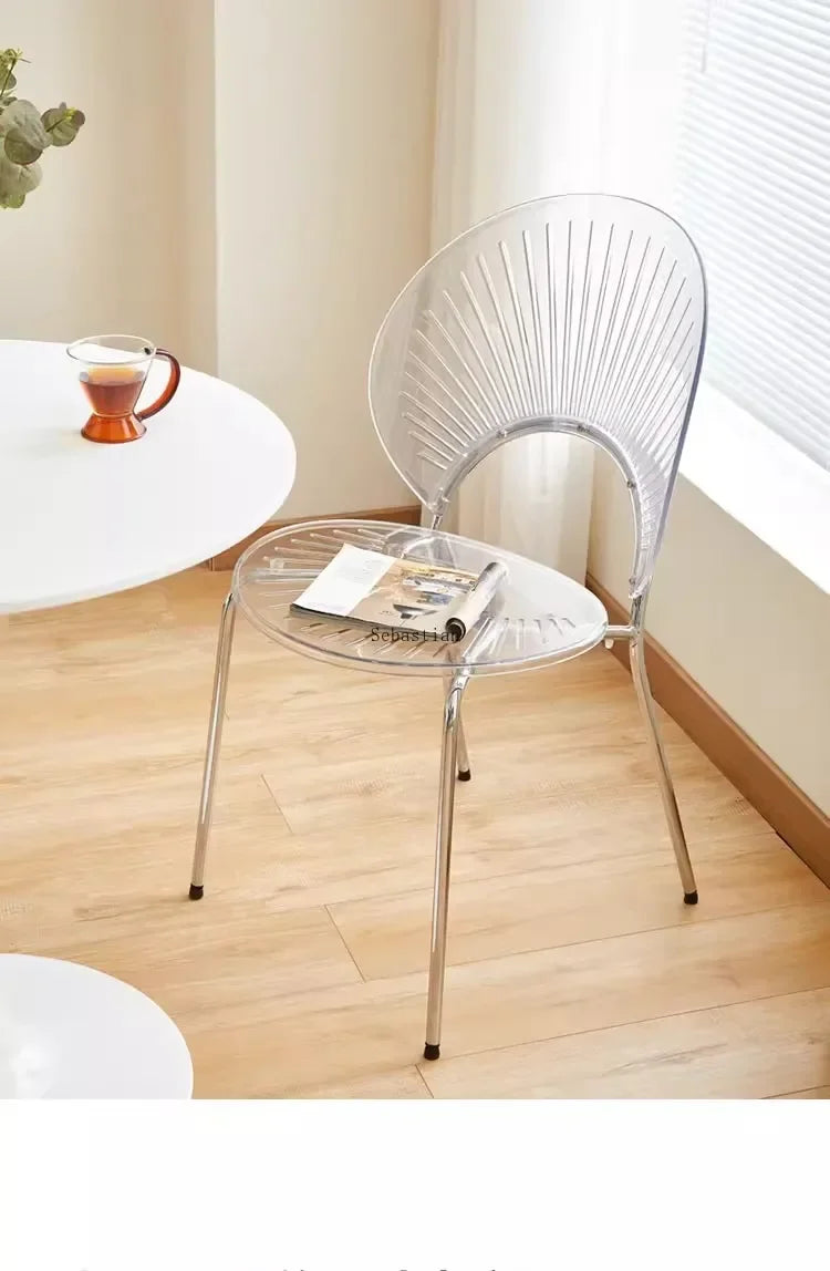 Nordic Dining Chair,home Leisure Transparent Dining Table Chair,minimalist Homestay Chair,hotel Shell Chairs, Sun Backed Chairs