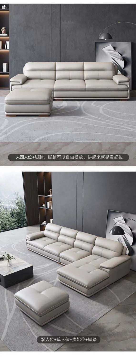 Italian leather sofa modern simple living room left and right concubine small apartment Nordic leather sofa combination