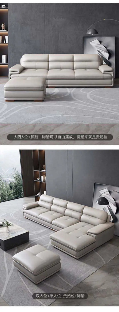 Italian leather sofa modern simple living room left and right concubine small apartment Nordic leather sofa combination