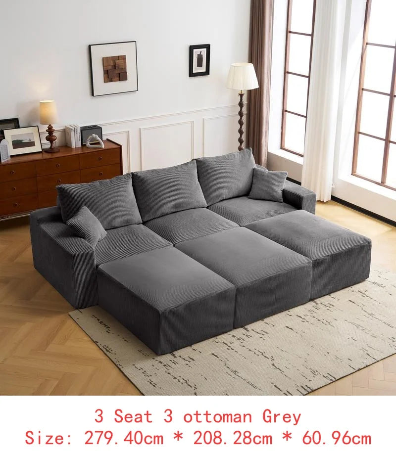 110 Inch L-Shaped Sectional Sofa, Full-Compression 3-Seat Cloud Couch with Chaise, No Assembly Needed Modular Sofa for Living