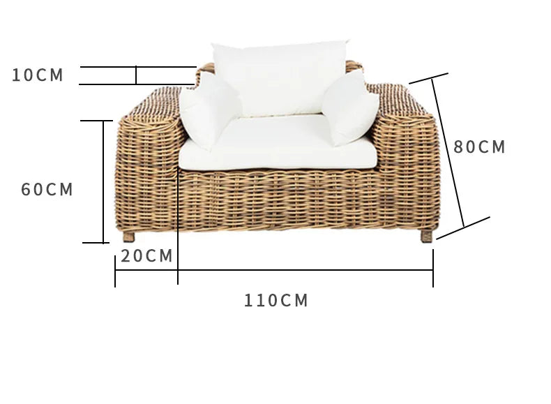 Outdoor rattan sofa  terrace leisure waterproof sunscreen balcony rattan chair outdoor villa garden combination