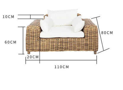 Outdoor rattan sofa  terrace leisure waterproof sunscreen balcony rattan chair outdoor villa garden combination