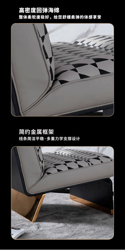 Sofa Chair Simple Modern Soft Bag Office Reception Room Living Room Sofa Chair Metal Foot Combination Set