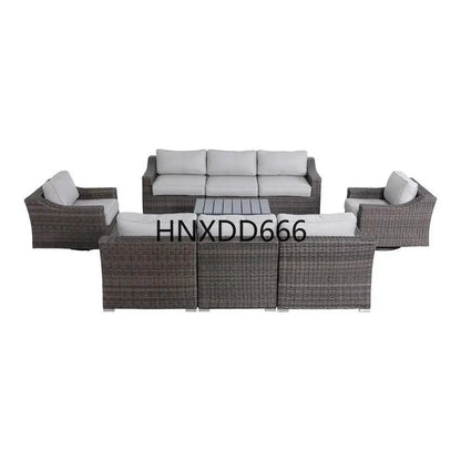 Outdoor 8-Person Wicker Seating Set - Fully Assembled with Soft Cushions for Comfort and Style
