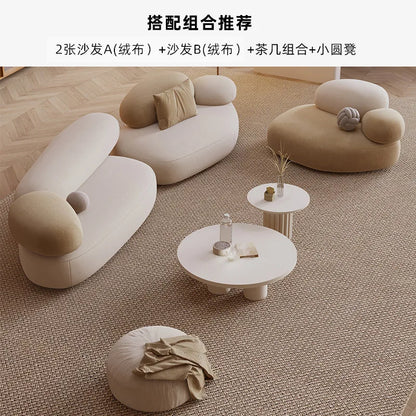 Fabric curved small apartment living room sofa light luxury modern sitting area reception