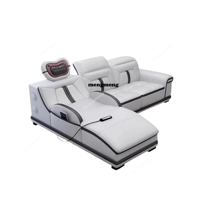 Multifunction Modern Sofas Genuine Leather Minimalist Electric Apartment Living Room Sofas Massage Comfortable Muebles Furniture