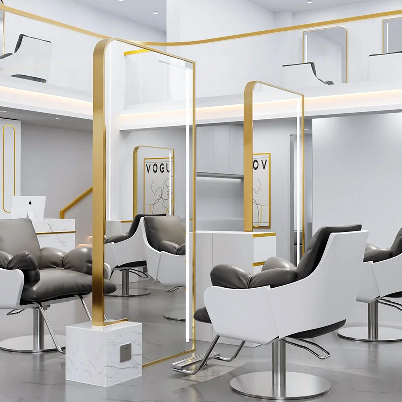 HJ Barber Shop Mirror Quick Cut Special Mirror Hair Salon Internet celebrity hair salon Full Lamp Mirror