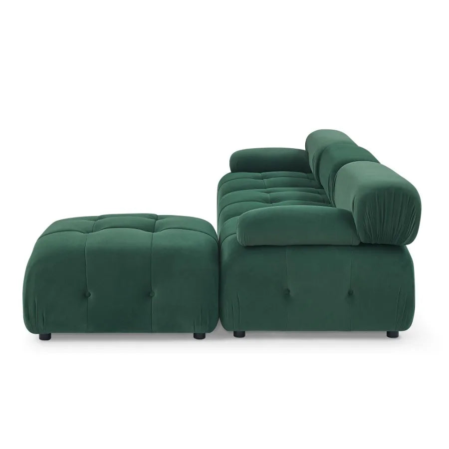 Modular Sectional Sofa Button Tufted Designed and DIY Combination L Shaped Couch with Reversible Ottoman Green Velvet