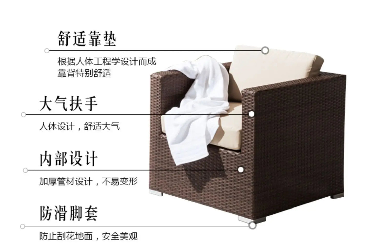Outdoor Coffee Table Garden Sofas Combination Leisure Nordic Lawn Garden Sofas Simple Pe Rattan Furniture Sofá Jardín MHHYSF