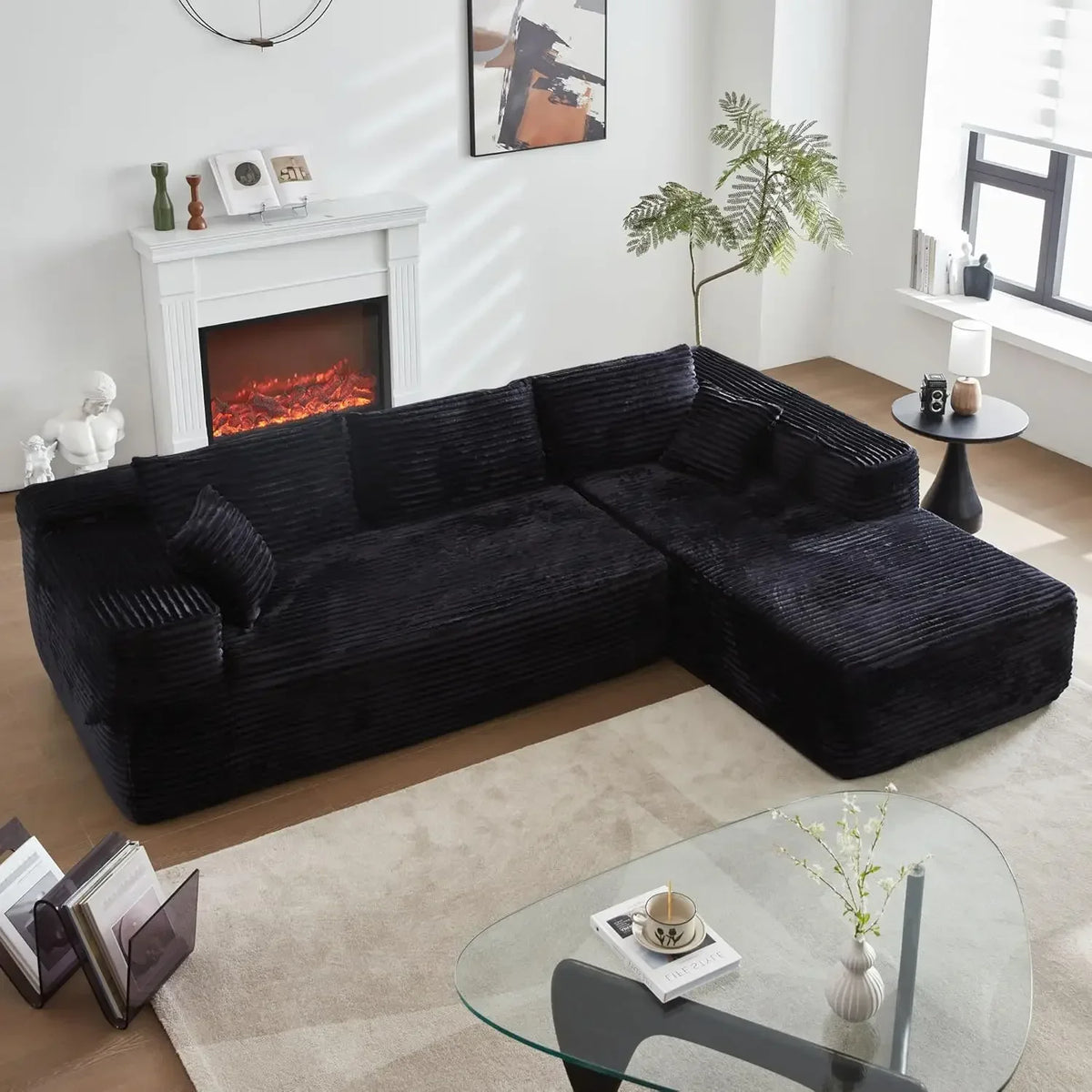 104'' L-Shape Modular Sectional Sofa Couch - Comfortable Upholstered Cloud Design Modern Minimalist Deep Seat Living Room Furnit