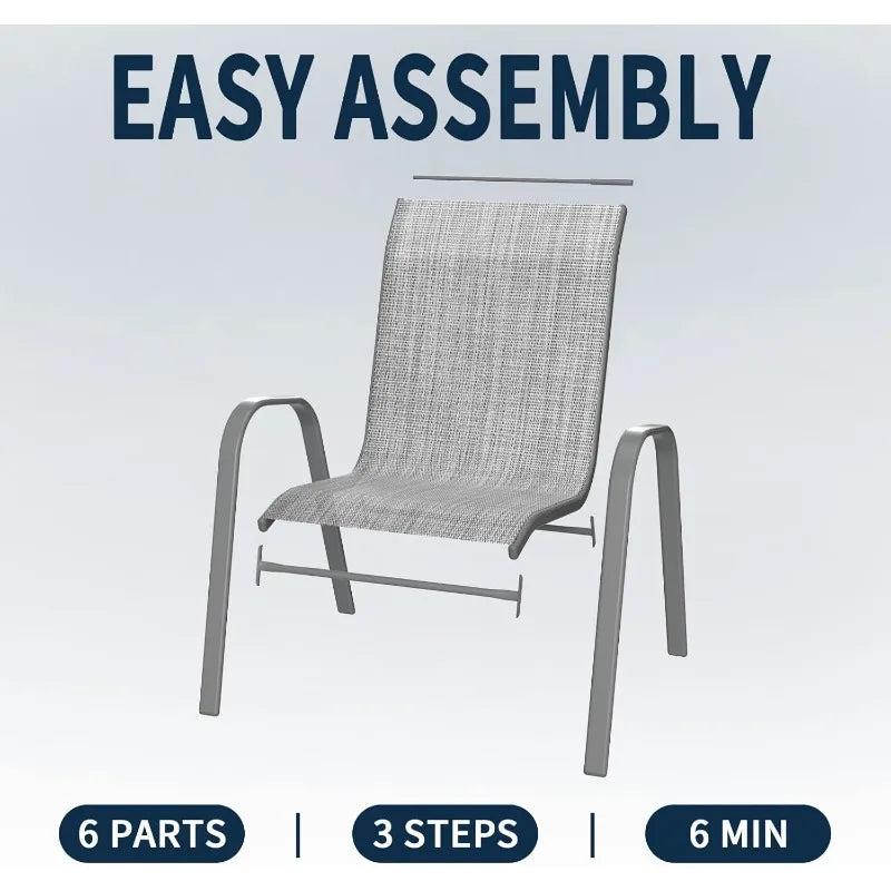 Patio Chairs Set of 4, Breathable Garden Outdoor Furniture for Backyard Deck,Outdoor Stackable Dining Chairs for All We