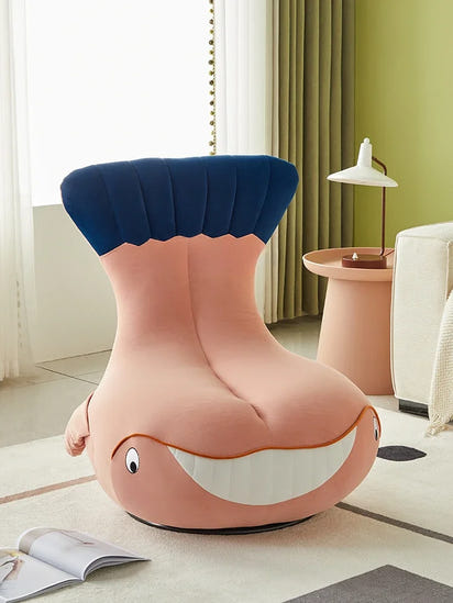 Whale Lazy Sofa Leisure Chair Flannel Rotatable Cute Shark Sofa Single Seat Chair