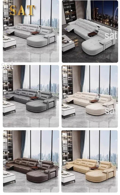 -Modern leather electric recliner sofa couch corner L shape moduler sectional sofas recliner seats living room furniture home