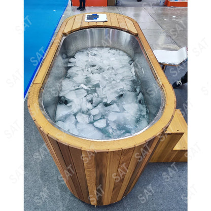z Factory Outdoor Wooden Ice Bath Cold Plunge Stainless Steel Liner Cold Soaking Sport Recovery