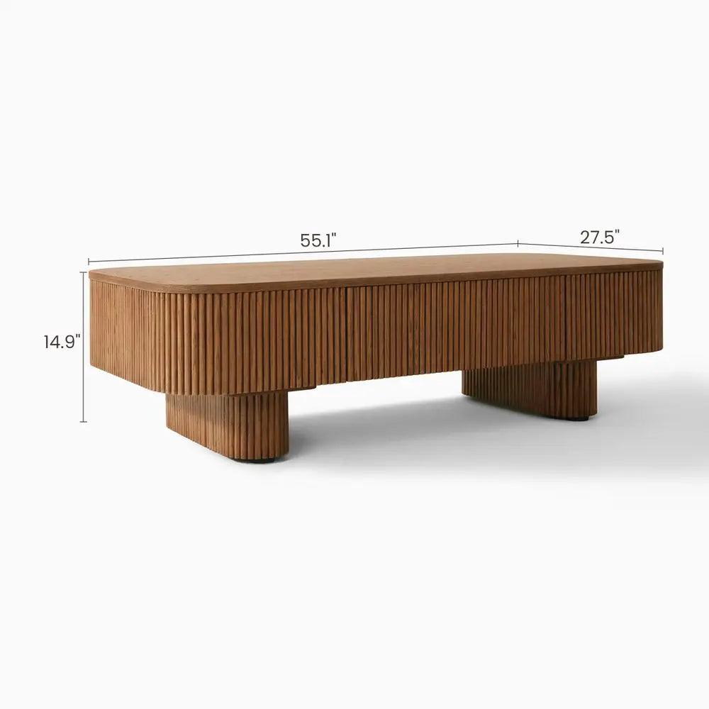Modern Luxury Living Room Furniture Wood Rectangular Coffee Table Safety Round Corner Coffee Table with Concealed Drawer