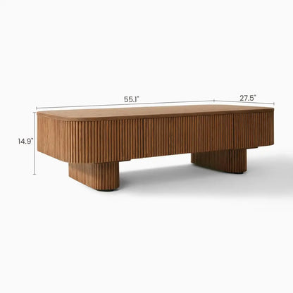 Modern Luxury Living Room Furniture Wood Rectangular Coffee Table Safety Round Corner Coffee Table with Concealed Drawer
