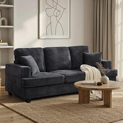 89 Inch 3 Seater Chenille Upholstered Couch Plush Deep Seat Cloud Sofa Gray Soft Upholstered Furniture for Living Room Bedroom Apartment Office Small Space