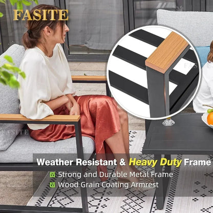 2025 New Patio Furniture Set, 4 Pieces Outdoor  with Removeble, Washable and High-Resiliency Sponge Cushions