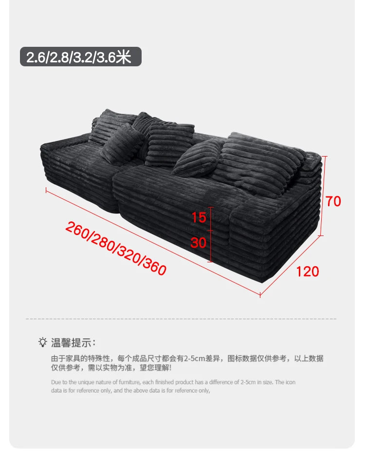 Modern Simple Lazy Sofa Bed Thick Strip Velvet Large Sofa Bed Living Room Furniture Nordic Sofabed Vacuum Compression Sofa Bed