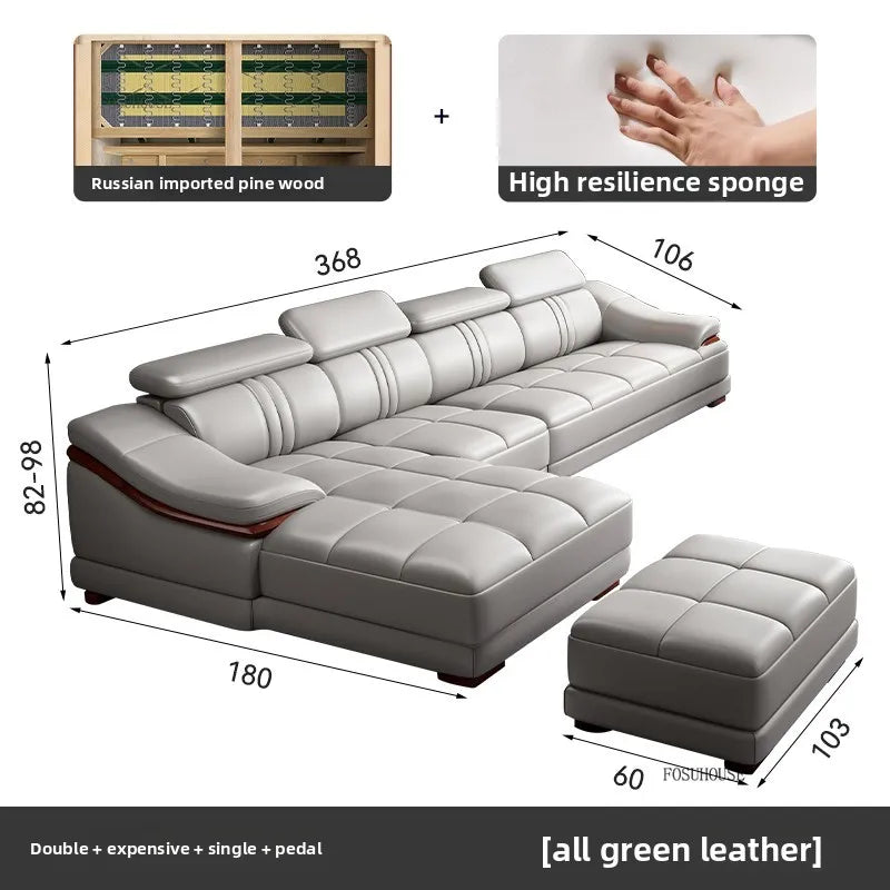 Italian Light Luxury Living Room Sofas Combination Nordic Double Sofas for Living Room Home Furniture Designer Leather Back Sofa