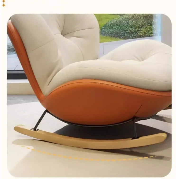 Cozy Snail Wooden Rocking Chair for Balcony and Living Room Lazy Large Rocking Sofa Chair for Leisure Time in Living Room