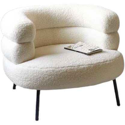 Bohemian Fluffy Accent Chair Modern Lamb Wool Lounge Chaise Plush Single Sofa for Small Space  Luxury Vanity Stool for Bedroom