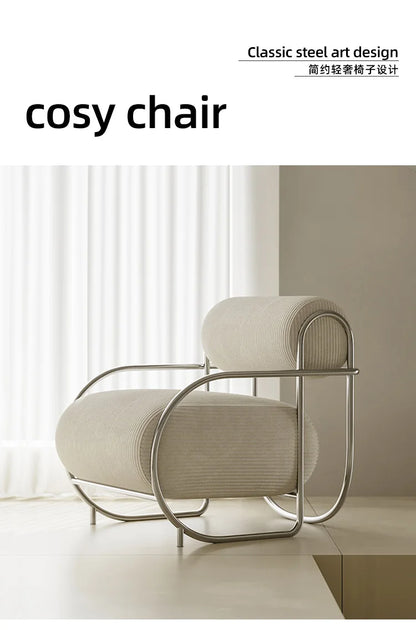 Antique Designer Single Sofa Chair Modern Simple Creative Leisure Chair Living Room Balcony Stainless Steel Leisure Chair