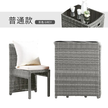 Balcony Small Table and Chair Rattan Chair Three-Piece Set Outdoor Tea Table Combination Terrace Courtyard Table and Chair