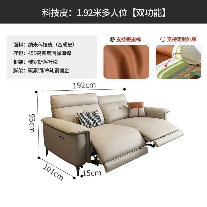 Vintage European Reclining Sofa Leather Office Designer Italiano Couch Adjustable Height Adults Sofa Inflavel Indoor Furniture