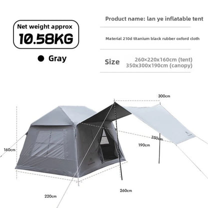 MOUNTAINHIKER 4-6 Person Outdoor Camping Manual Inflation Tent Anti-UV Shade Waterproof Air Tent Hiking Quick Open Beach Fishing