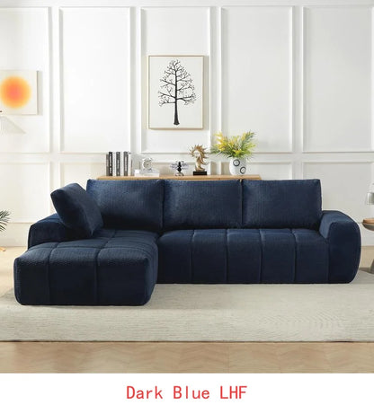 L-Shape Faux Fur Luxury Sectional Sofa, Minimalist Design Comfy Sleeper Couch for Living Room, Apartment & Reception Areas, No