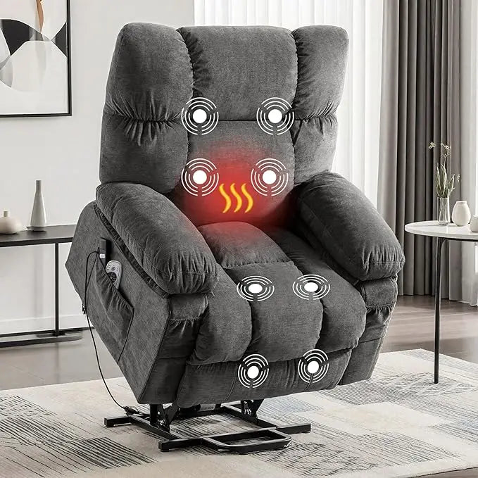 MAHOMICO Recliner Chair Oversized Swivel Rocker with Vibration Massage & Lumbar Heating, 360° Swivel, USB Charging Port