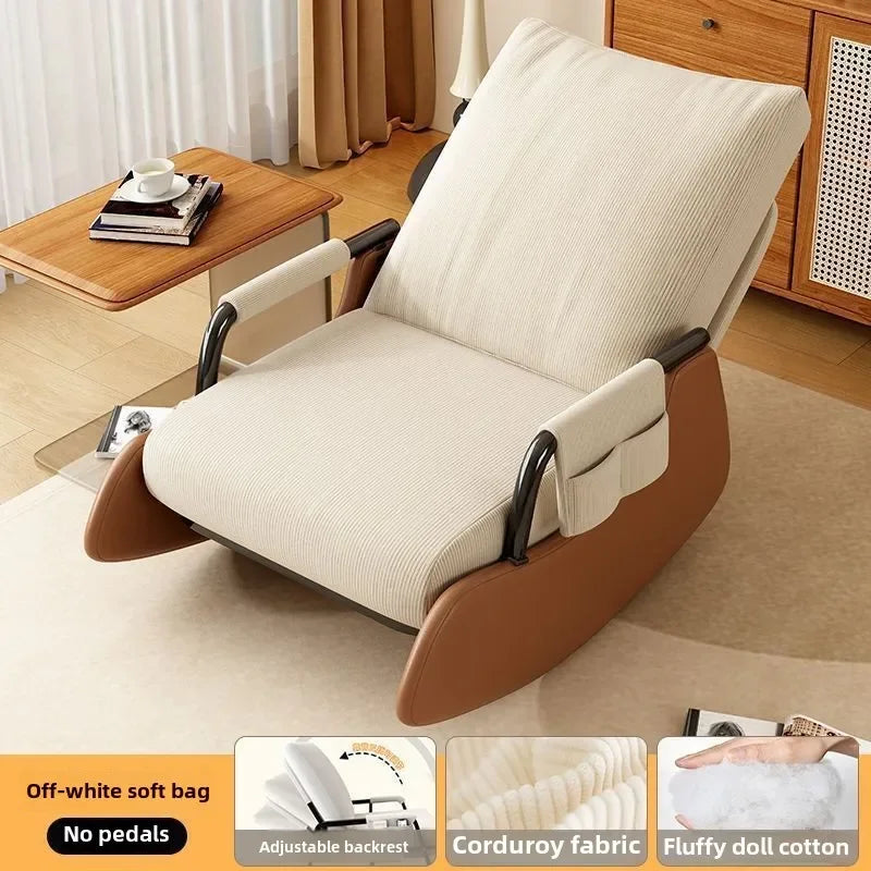 Reclining Lunch Break Folding Lazy Sofa Chair Adults Can Sit Reclining Office Nap Chair Balcony Household Rocking Chair